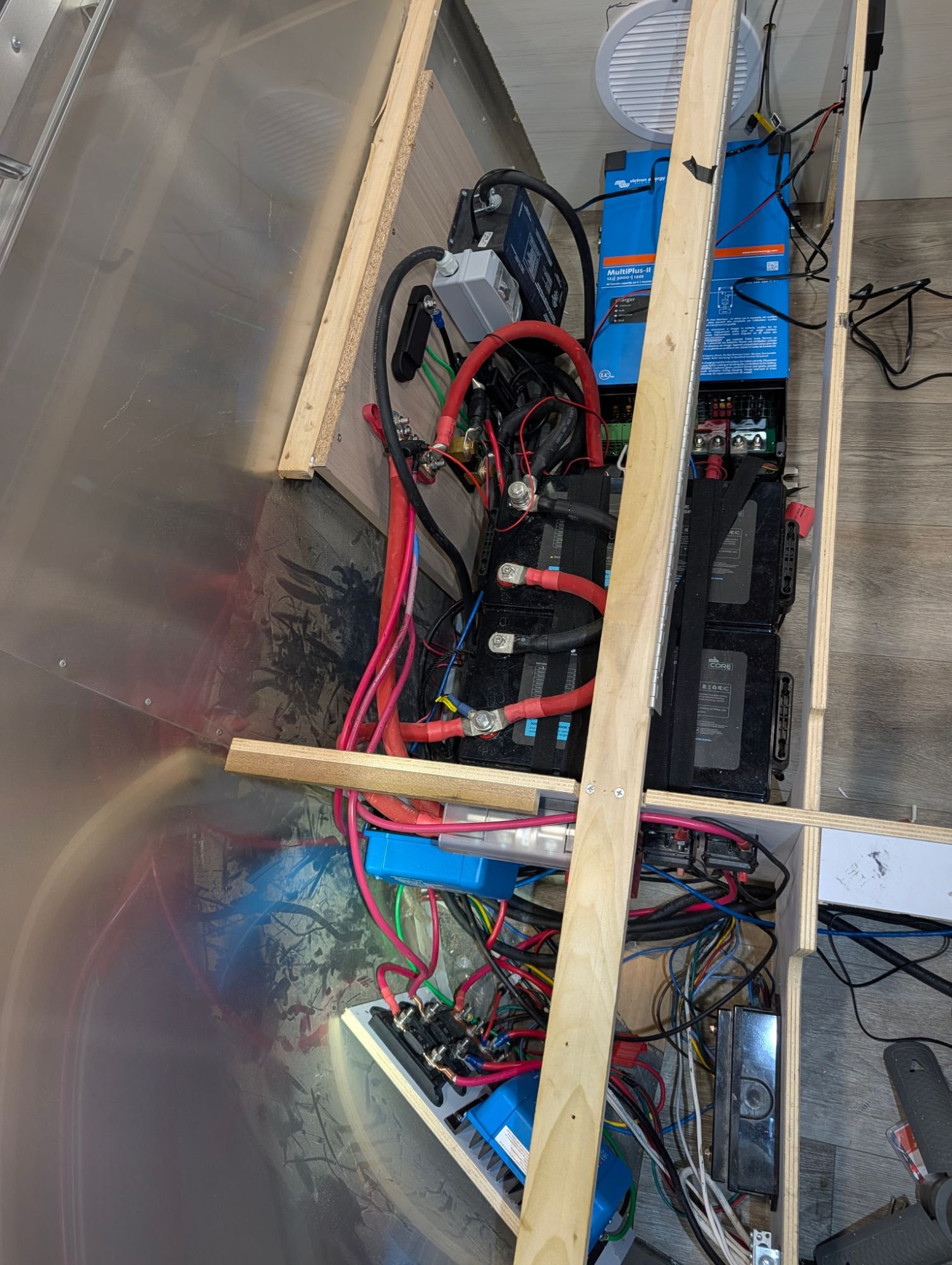 Battery bay — Victron system close-up